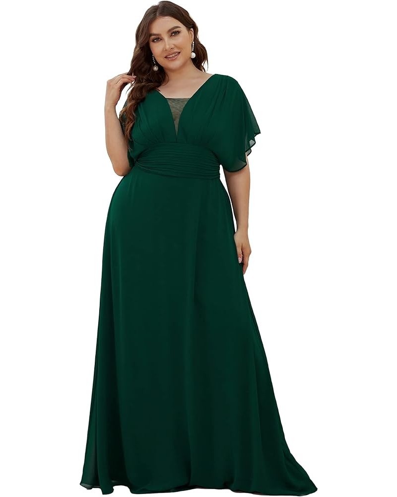 Alisa Pan Womens Plus Size Chiffon Long Formal Evening Party Dress 7851-AS Dark Green $35.99 Dresses