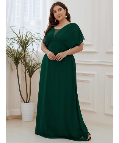 Alisa Pan Womens Plus Size Chiffon Long Formal Evening Party Dress 7851-AS Dark Green $35.99 Dresses