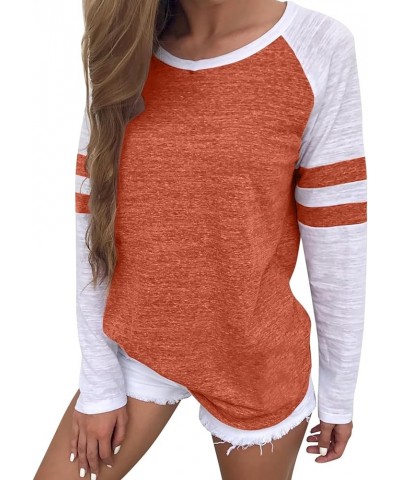 Long Sleeve t Shirt Women Casual Crew Neck Womens Plus Size Sweaters Cute Tops Long Sleeve Shirts for Women Orange 13 $4.21 T...