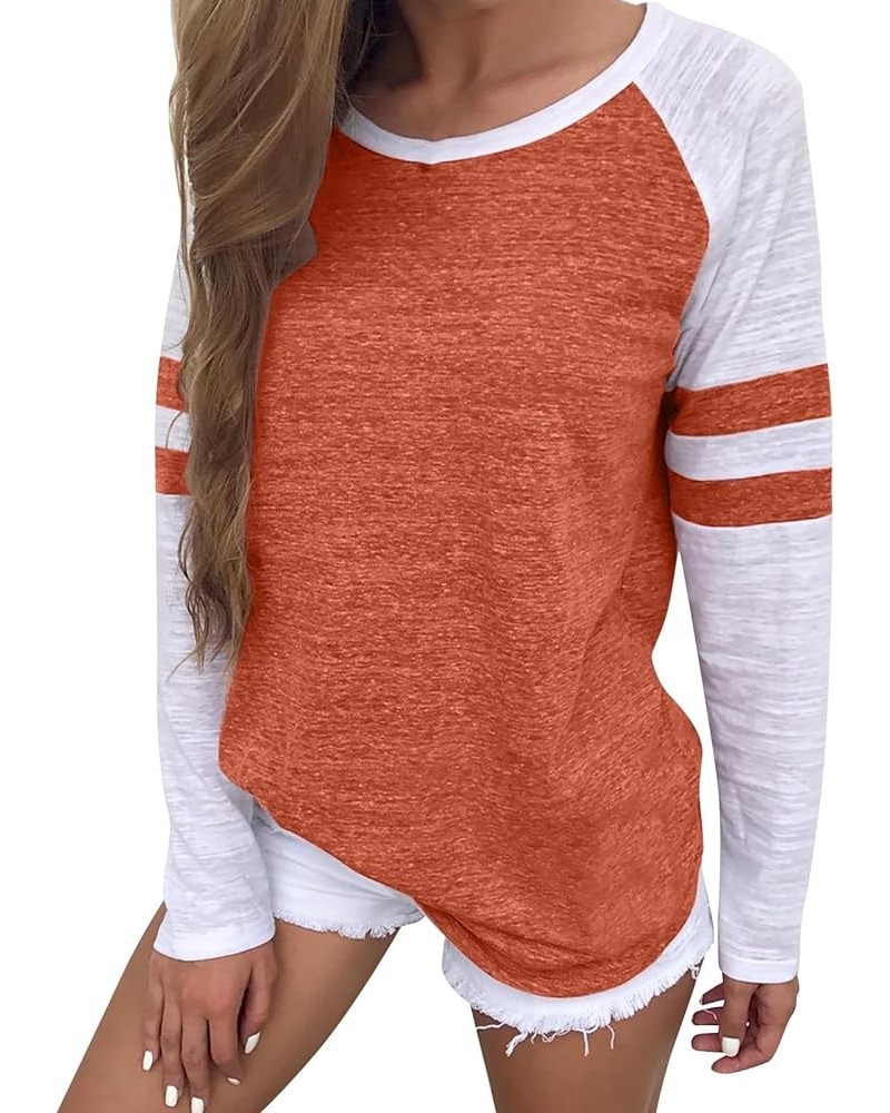 Long Sleeve t Shirt Women Casual Crew Neck Womens Plus Size Sweaters Cute Tops Long Sleeve Shirts for Women Orange 13 $4.21 T...