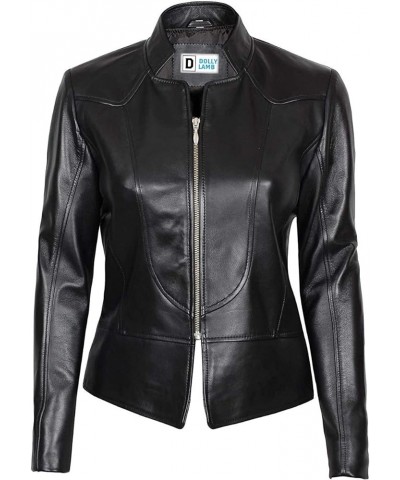 Women Winter Wear Lambskin Leather Bicker Jacket with Full Soft & Smooth for Girl Amy Black $54.00 Coats