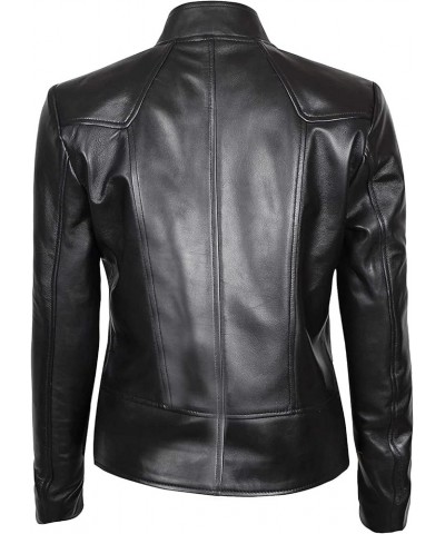 Women Winter Wear Lambskin Leather Bicker Jacket with Full Soft & Smooth for Girl Amy Black $54.00 Coats