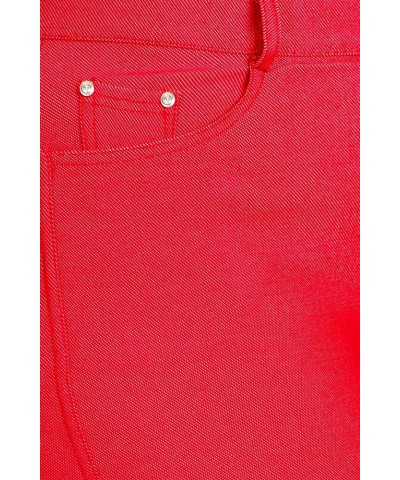 Women's Plus Size Skinny Stretch Solid Jeggings Pants with Pockets Mpa00789 Red $11.74 Leggings