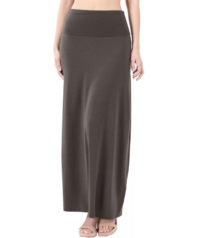 Women's Premium Fold Over High Waist Long Floor Length Maxi Skirt  (XLarge, ASH Charcoal) $14.80 Skirts