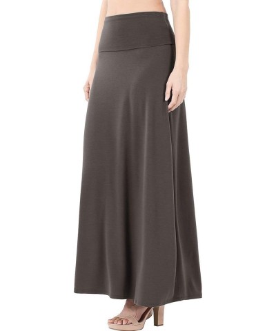 Women's Premium Fold Over High Waist Long Floor Length Maxi Skirt  (XLarge, ASH Charcoal) $14.80 Skirts