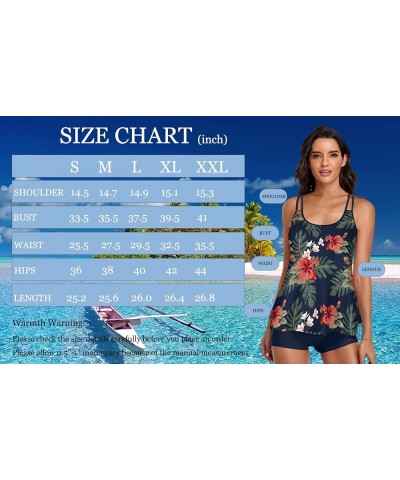 Tankini Swimsuit for Women Two Piece Bikini Tummy Control Bathing Suit Tank Top Swimwear with Boyshorts Flowers & Black $12.6...