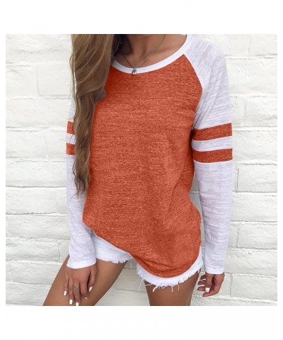 Long Sleeve t Shirt Women Casual Crew Neck Womens Plus Size Sweaters Cute Tops Long Sleeve Shirts for Women Orange 13 $4.21 T...