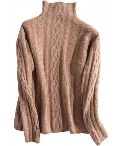 Women Cashmere Sweater Turtleneck Merino Wool Pullover Knitting Soft Winter Jumper Khaki $39.96 Sweaters