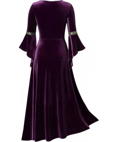 Women 2022 Renaissance Dresses, Women's Medieval Irish Over Dress Peasant Fairy Renaissance Maxi Dress Ball Gown 3 purple $12...