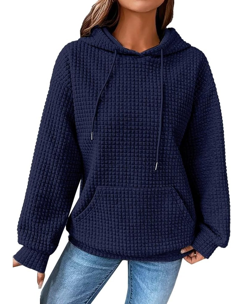 Casual Hoodies Sweatshirts for Women 2023 Winter Long Sleeve Solid Drawstring Warm Pullover Sweatshirts with Pockets Blue $12...