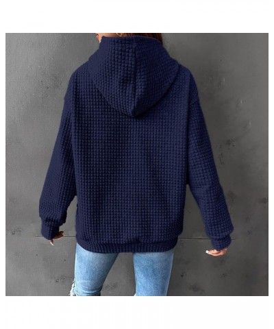 Casual Hoodies Sweatshirts for Women 2023 Winter Long Sleeve Solid Drawstring Warm Pullover Sweatshirts with Pockets Blue $12...