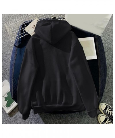 Women Drawstring Hoodie Warm Casual Long-Sleeves Printed Blouse Top Sweatshirt Woman's Zip Hoodie Black-o $3.01 Activewear