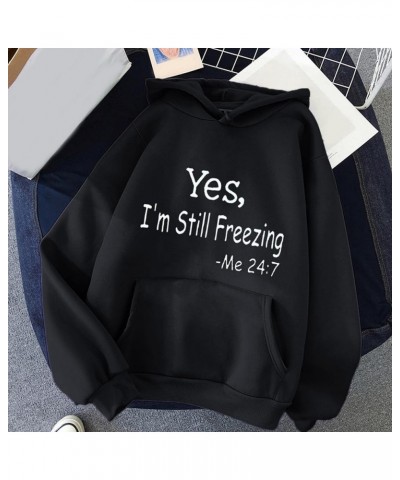 Women Drawstring Hoodie Warm Casual Long-Sleeves Printed Blouse Top Sweatshirt Woman's Zip Hoodie Black-o $3.01 Activewear