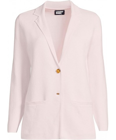 Women's Fine Gauge Cotton Button Front Blazer Sweater Pale Petal $42.86 Blazers