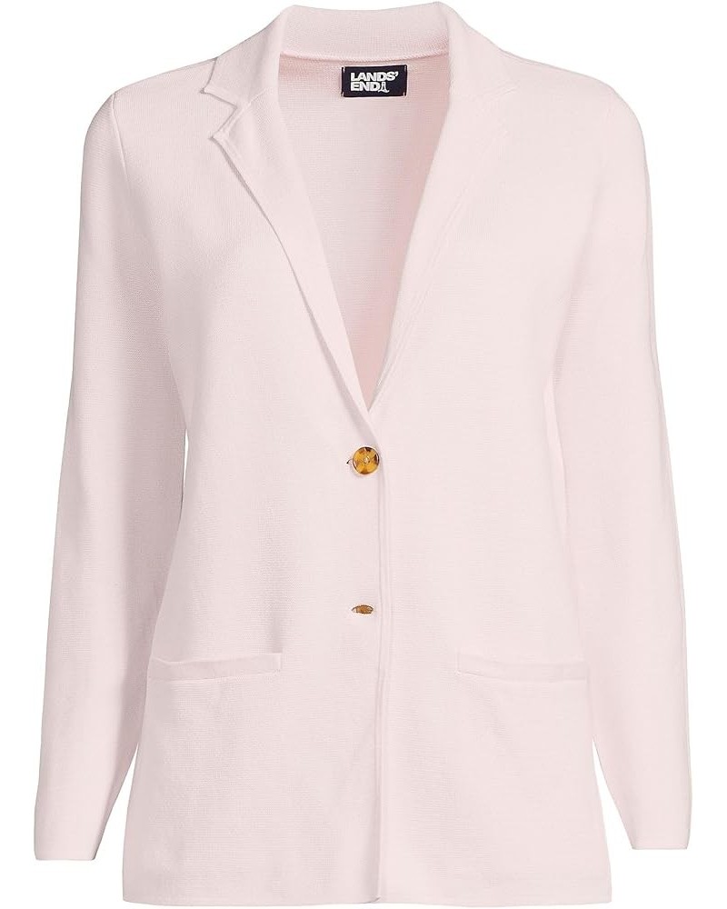 Women's Fine Gauge Cotton Button Front Blazer Sweater Pale Petal $42.86 Blazers