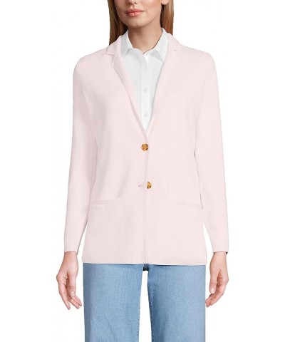 Women's Fine Gauge Cotton Button Front Blazer Sweater Pale Petal $42.86 Blazers