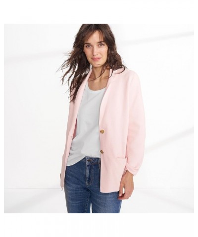 Women's Fine Gauge Cotton Button Front Blazer Sweater Pale Petal $42.86 Blazers