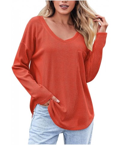 Women's Long Sleeve Tops Fashion Casual Solid Color V-Neck Small Pocket T Shirt Top, S-3XL 2-saffron $9.34 T-Shirts