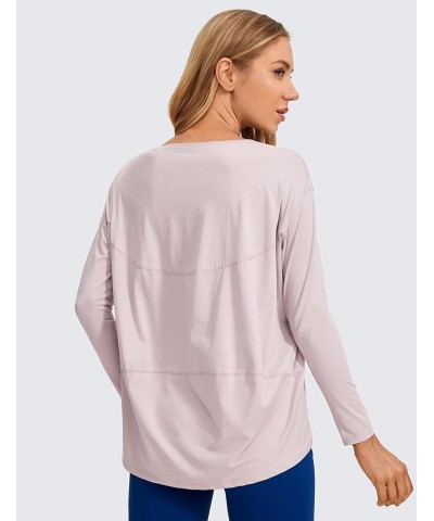 Long Sleeve Workout Shirts for Women Loose Fit-Pima Cotton Yoga Shirts Casual Fall Tops Shirts Smoky Blush $14.19 Activewear