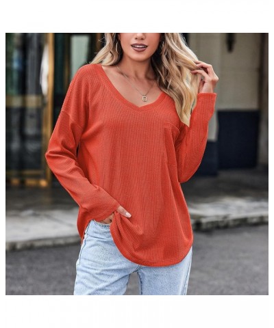 Women's Long Sleeve Tops Fashion Casual Solid Color V-Neck Small Pocket T Shirt Top, S-3XL 2-saffron $9.34 T-Shirts