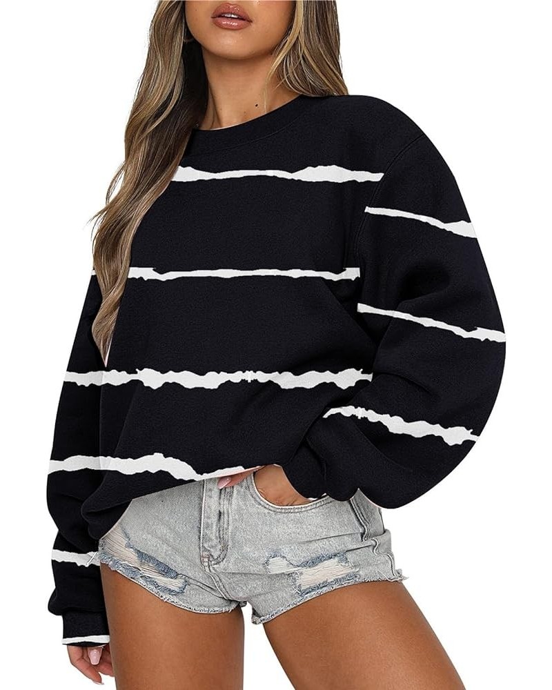 Women's Oversized Sweatshirt Crew Neck Long Sleeve Casual Slit Sloucthy Pullover Top 2023 Fall Clothes 02-black $8.69 Hoodies...