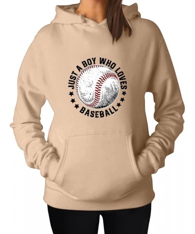 Womens Baseball Hoodies Casual Long Sleeve Baseball Sweatshirt Pullover Loose Baseball Mom Shirts 1b-khaki $11.85 Jerseys