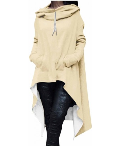 Women's Irregular Hem Long Hoodies Plus Size Casual Baggy Pullover Tops 2023 Fall Fashion Tunic Blouse 11-beige $5.71 Activewear