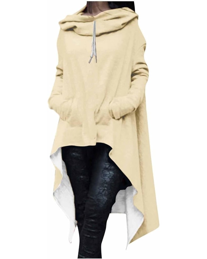 Women's Irregular Hem Long Hoodies Plus Size Casual Baggy Pullover Tops 2023 Fall Fashion Tunic Blouse 11-beige $5.71 Activewear