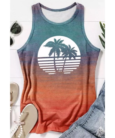 Womens Beach Heartbeat Coconut Tree Racerback Tank Tops Summer Casual Fit Basic Camis Tanks Holiday Sleeveless T Shirts Cocon...