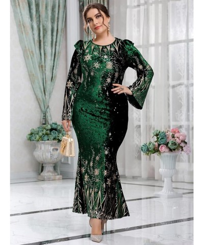 Plus Size Dress for Women Lace Floral Printed Luxury Chic Elegant Maxi Warp Dresses Emerald $26.00 Dresses