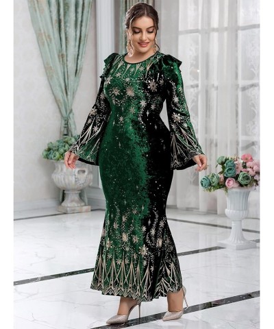 Plus Size Dress for Women Lace Floral Printed Luxury Chic Elegant Maxi Warp Dresses Emerald $26.00 Dresses