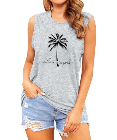 Women Casual Hola Beaches Letter Print Tanks Shirt Pineapple Print Tops Tee Bb-light Gray $7.50 Tanks