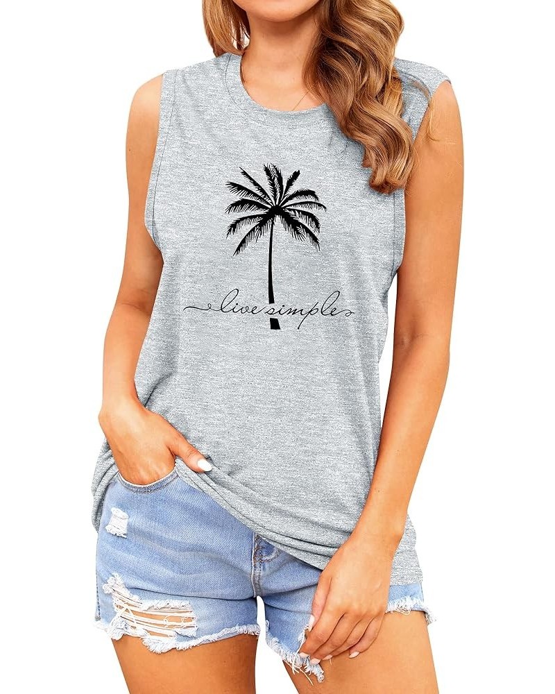 Women Casual Hola Beaches Letter Print Tanks Shirt Pineapple Print Tops Tee Bb-light Gray $7.50 Tanks