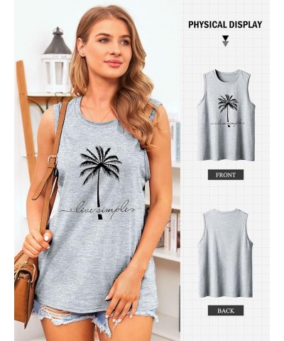 Women Casual Hola Beaches Letter Print Tanks Shirt Pineapple Print Tops Tee Bb-light Gray $7.50 Tanks