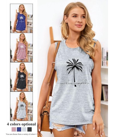 Women Casual Hola Beaches Letter Print Tanks Shirt Pineapple Print Tops Tee Bb-light Gray $7.50 Tanks