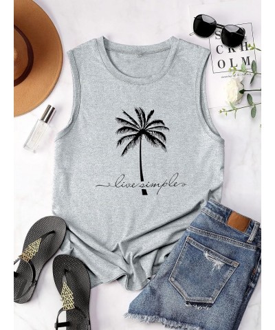 Women Casual Hola Beaches Letter Print Tanks Shirt Pineapple Print Tops Tee Bb-light Gray $7.50 Tanks