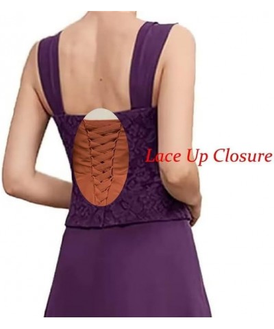 Tea Length Mother of The Bride Dresses with Jacket Lace Chiffon Formal Dress for Wedding Guest Purple $32.17 Dresses