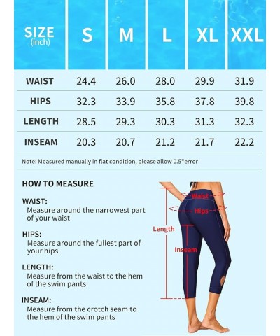 Swim Pants for Women High Waisted Swimming Leggings Stretch Swim Capris Sporty Long Swim Board Shorts Navy Cutout $14.21 Swim...