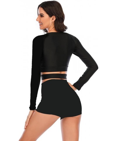 Womems Rash Guard Swimsuit Long Sleeve Two Piece Bathing Suit UV Protection Crop Top Swimwear 2209-heise $16.19 Swimsuits