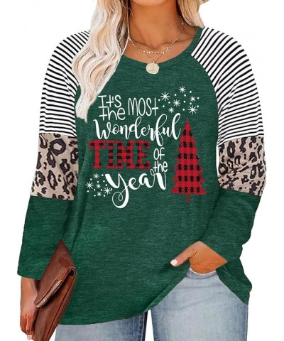 Plus Size Merry Christmas Shirts Women Xmas Buffalo Plaid Tree Shirt Long Oversized Graphic Tees Xmas Tops Green $14.15 Tops