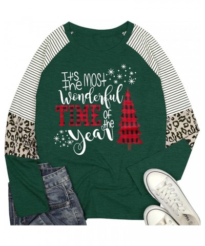 Plus Size Merry Christmas Shirts Women Xmas Buffalo Plaid Tree Shirt Long Oversized Graphic Tees Xmas Tops Green $14.15 Tops