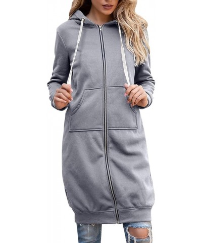 Hoodies for Women Casual Full Zip Up Hoodie Comfortable Womens Long Hoodies Fashion Sweatshirt Thermal Hoodie Zip Up Coat Gre...