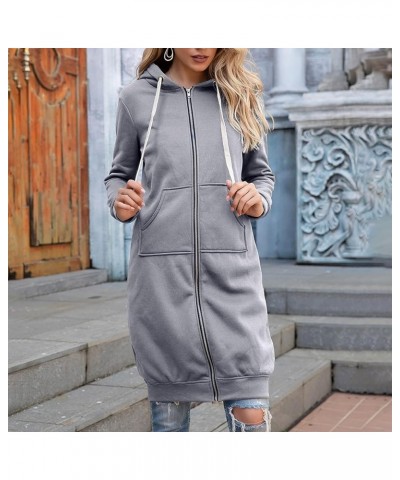 Hoodies for Women Casual Full Zip Up Hoodie Comfortable Womens Long Hoodies Fashion Sweatshirt Thermal Hoodie Zip Up Coat Gre...