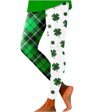 St.Patricks Day High Waist Tummy Control Leggings Irish Shamrock Graphic Festival Costumes Womens Yoga Pants X-green $7.55 Le...