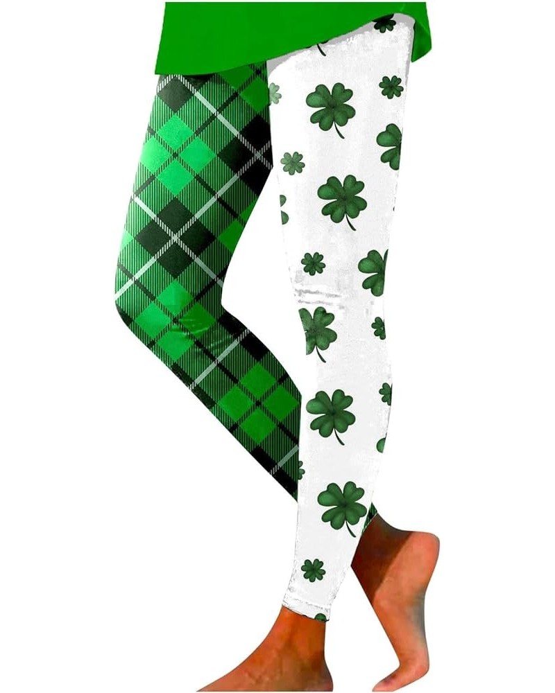 St.Patricks Day High Waist Tummy Control Leggings Irish Shamrock Graphic Festival Costumes Womens Yoga Pants X-green $7.55 Le...