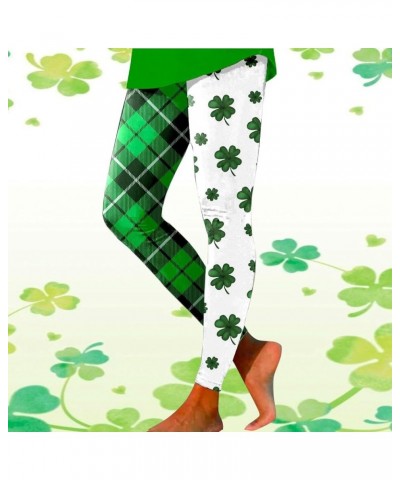 St.Patricks Day High Waist Tummy Control Leggings Irish Shamrock Graphic Festival Costumes Womens Yoga Pants X-green $7.55 Le...