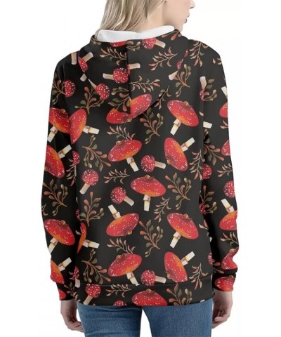 Women's Novelty Animal Print Hoodies Drawstring Casual Pullover Tops with Pockets Red Mushroom $11.75 Hoodies & Sweatshirts