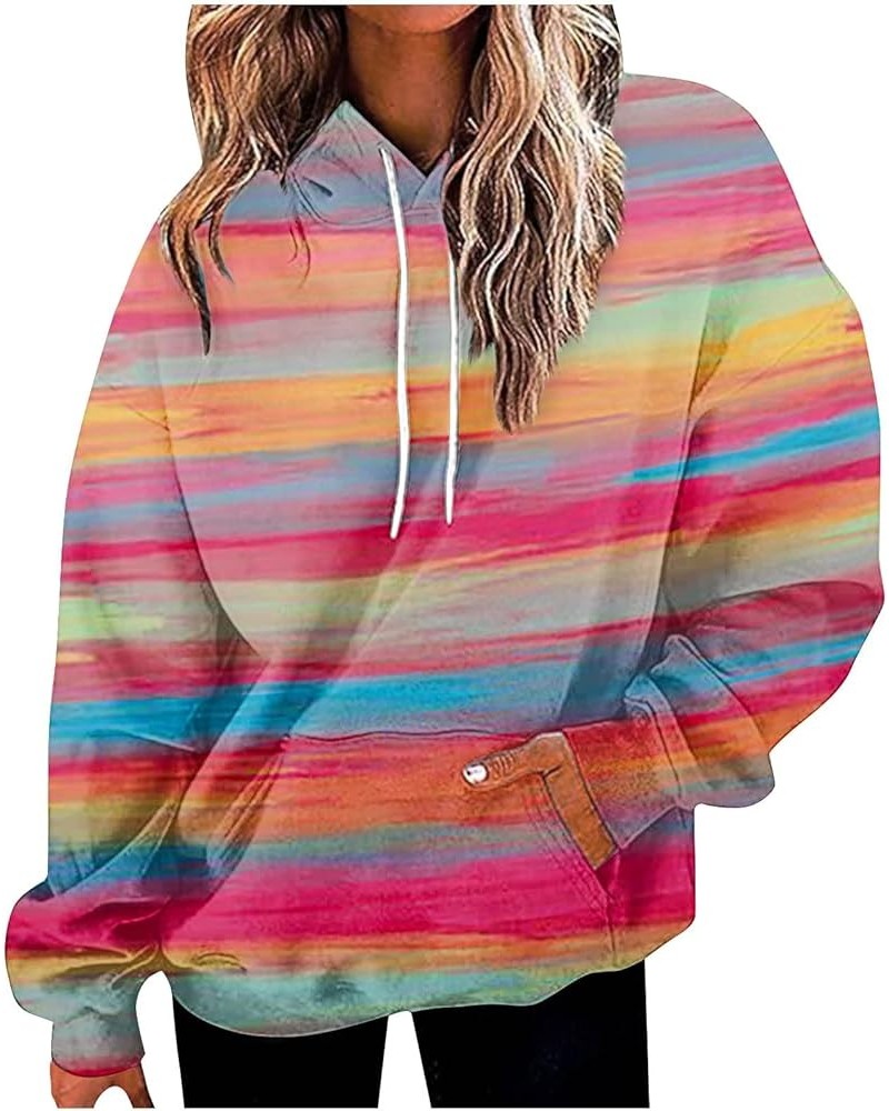 Women's Fashion Tie Dye Sweatshirts Casual Printed Round Neck Hooded Tops Autumn And Winter Drawstring Pullover 1-pink $6.02 ...