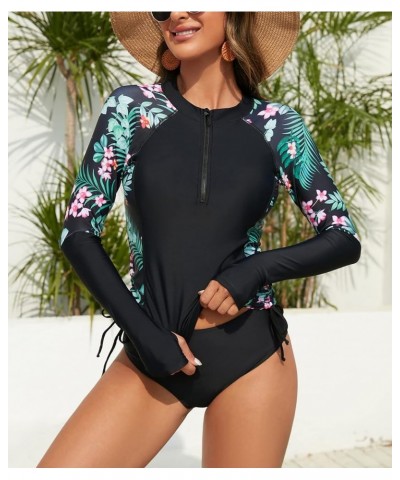 Women's Long Sleeve Sun Protection Rash Guard Wetsuit Two Piece Swimsuit Set 2 Green / Navy $14.57 Swimsuits