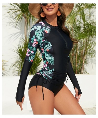 Women's Long Sleeve Sun Protection Rash Guard Wetsuit Two Piece Swimsuit Set 2 Green / Navy $14.57 Swimsuits